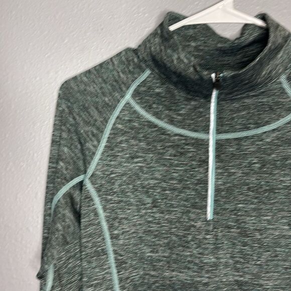 Columbia Gray and Teal Heathered 1/4 Zip Pullover Reflective Top Size Small - Picture 6 of 9